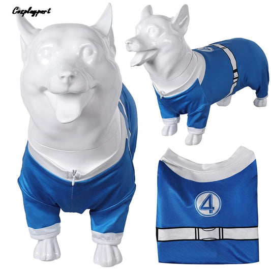2025 Movie 4 Pieces Fantastic Cosplay Susan Storm Dog Blue Pet Clothing Costume Halloween Carnival Disguise Suit For Dog Pet