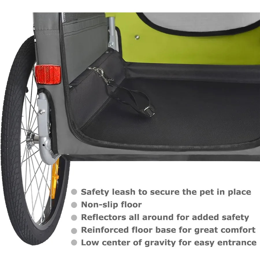 Premium M Pet Bike Trailer Stroller 2in1for Dogs up to 50 lbs Parking Brakes Easy Folding Cart Frame Universal Bicycle Coupler